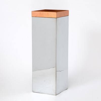 Lot 748 - Pace Style Wood and Mirrored Chrome Pedestal