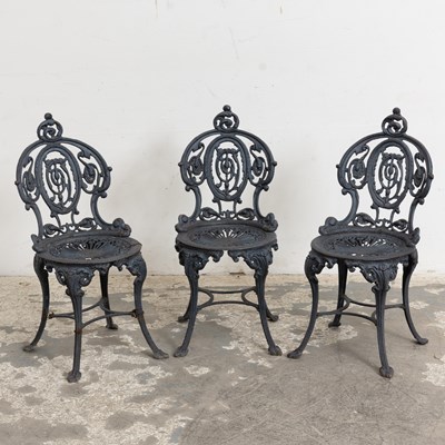 Lot 132 - Set of Three Painted Metal Garden Chairs