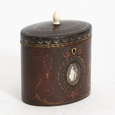 Lot 135 - George III Fire-Gilt Brass and Leather-Bound Tea Caddy