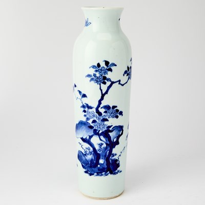 Lot 522 - A Chinese Blue and White Porcelain Sleeve Vase