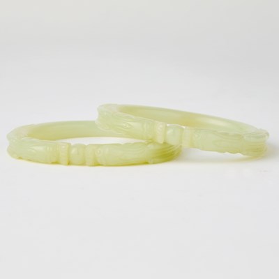 Lot 471 - A Pair of Chinese White Jade Bangles