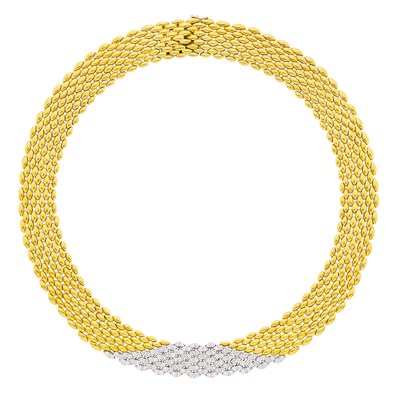 Lot 128 - Two-Color Gold and Diamond Necklace