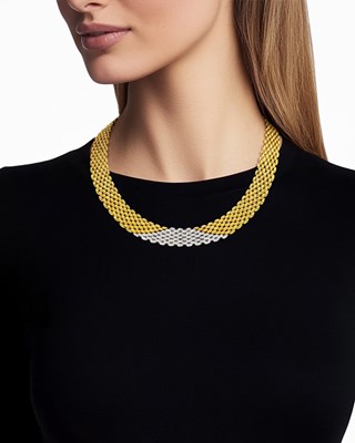 Lot 128 - Two-Color Gold and Diamond Necklace