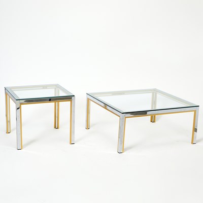 Lot 261 - Renato Zevi Coffee Brass and Chromed Metal Coffee Table and Side Table