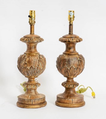 Lot 143 - Pair of Faux Wood Composite Lamps