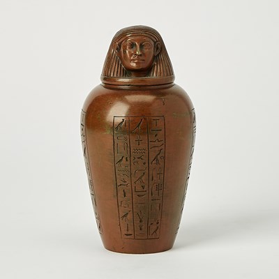 Lot 525 - French ‘Egyptian Revival’ Patinated Bronze Canopic Jar