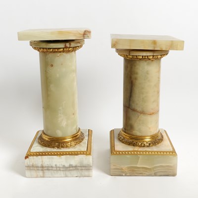 Lot 708 - Pair of Louis XVI Style Bronze Mounted Onyx Pedestals
