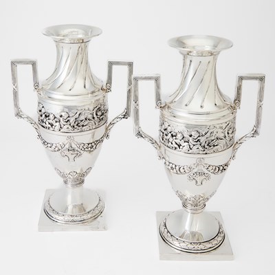 Lot 172 - Pair of Continental Silver Vases