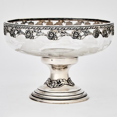 Lot 710 - French Silver and Etched Glass Footed Bowl