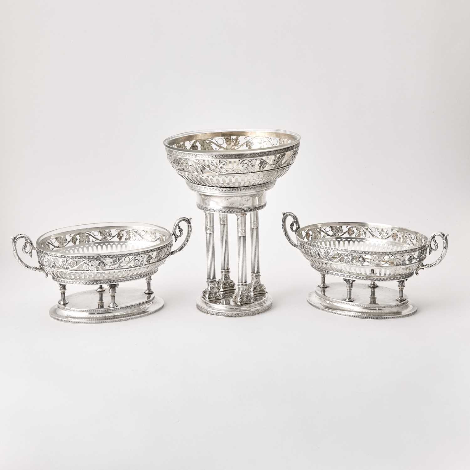 Lot 170 - Austrian Silver and Glass Table Garniture