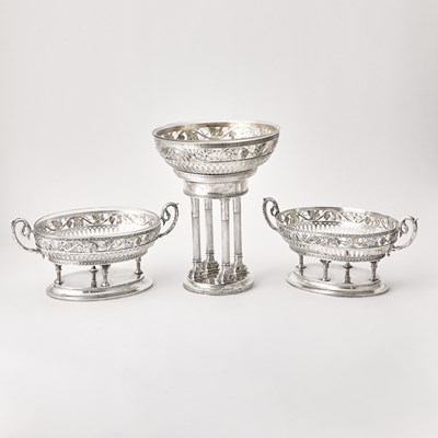 Lot 170 - Austrian Silver and Glass Table Garniture
