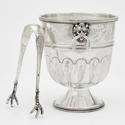 Lot 713 - Continental Sterling Silver Ice Pail and Tongs