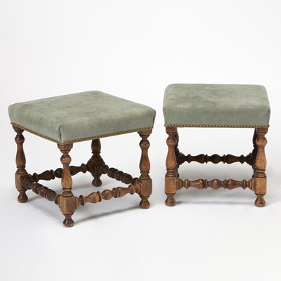 Lot 635 - Pair of Upholstered Walnut Stools