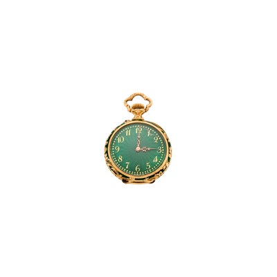 Lot 2018 - Gold, Multicolored Enamel and Diamond Lapel Watch