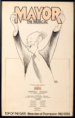 Lot 47 - Original poster for Mayor the musical, with the book signed by Ed Koch