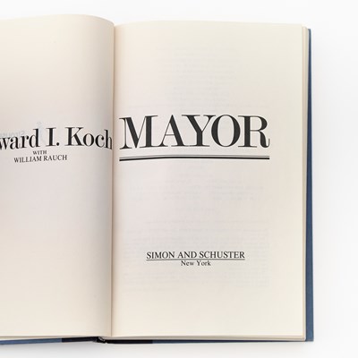 Lot 47 - Original poster for Mayor the musical, with the book signed by Ed Koch