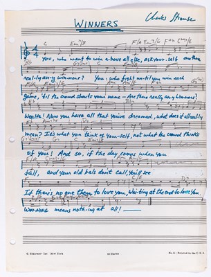 Lot 16 - A holograph manuscript for "Winners" from the 1984 Golden Boy revival