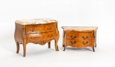 Lot 187 - Two Louis XV Style Metal Mounted Marble Top Miniature Commodes