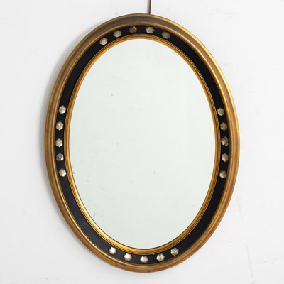 Lot 204 - Black and Gilt Painted Oval Mirror