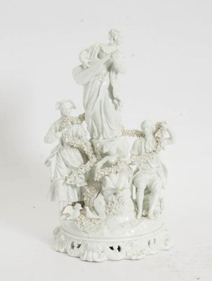 Lot 209 - Continental Meissen Style White Glazed Porcelain Figural Group