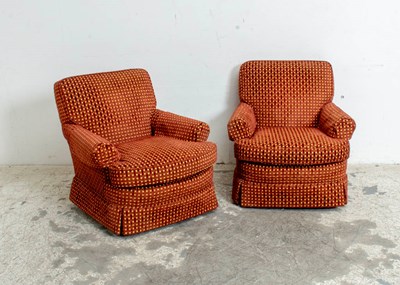 Lot 238 - Pair of Upholstered Armchairs with a Basketweave Fabric