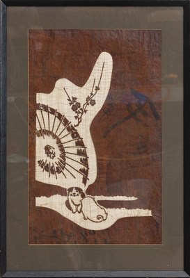 Lot 217 - Japanese Stencil Cut Bark Painting