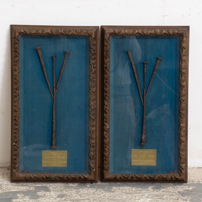 Lot 220 - Pair of Four Framed Iron Nail Displays