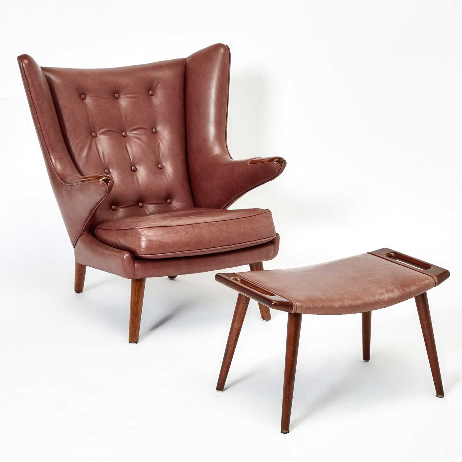Lot 204 - Hans Wegner Oak "Papa Bear" Lounge Chair and Associated Ottoman