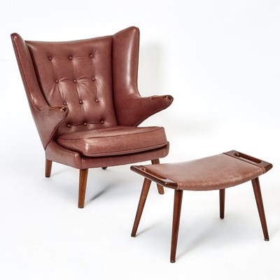 Lot 204 - Hans Wegner For Johannes Hansen "Papa Bear" Lounge Chair and Ottoman