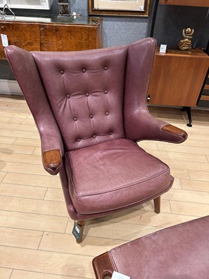 Lot 204 - Hans Wegner Oak "Papa Bear" Lounge Chair and Associated Ottoman