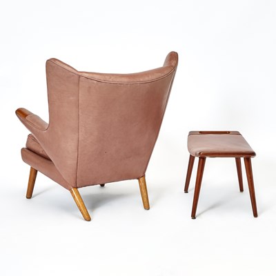 Lot 204 - Hans Wegner Oak "Papa Bear" Lounge Chair and Associated Ottoman