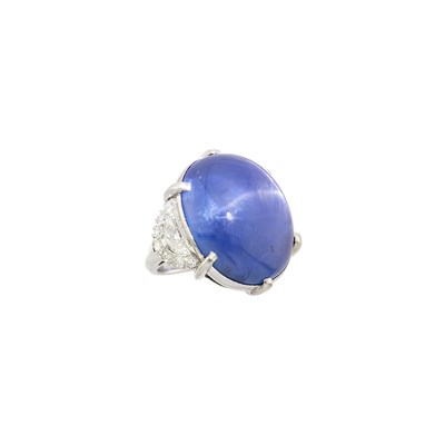 Lot 193 - Platinum, Star Sapphire and Diamond Ring
