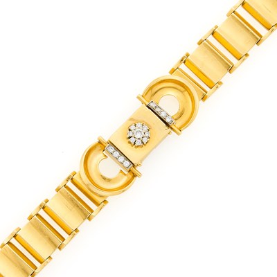 Lot 1150 - Gold and Diamond Bracelet-Watch