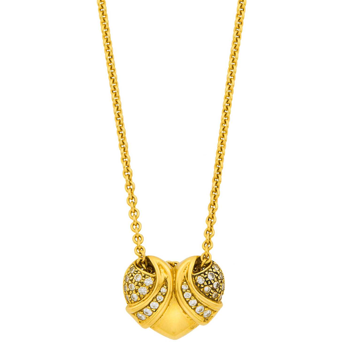 Lot 5 - Van Cleef & Arpels Gold and Diamond Pendant with Gold Chain Necklace