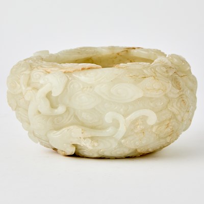 Lot 443 - A Chinese Carved Celadon Jade Brush Washer