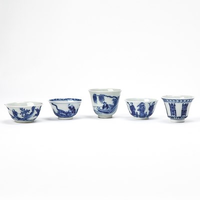 Lot 546 - Five Chinese Blue and White Porcelain Teacups