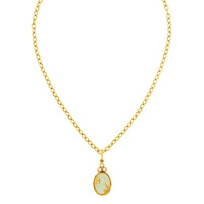 Lot 3 - Temple St. Clair Gold, Moonstone and Diamond Pendant-Necklace