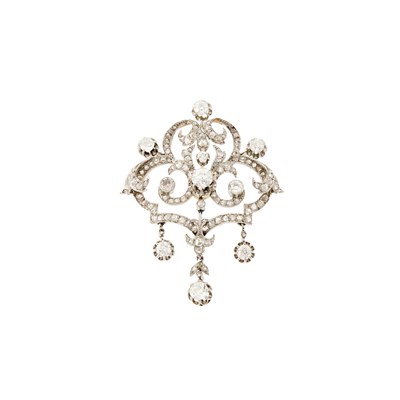 Lot 1135 - Antique Platinum, Gold and Diamond Pendant, France