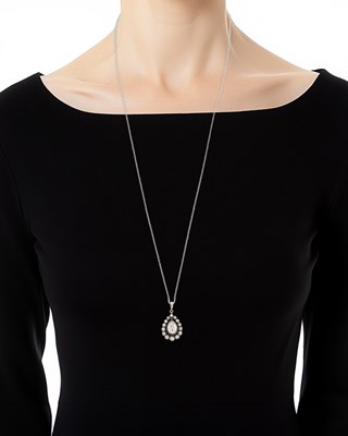 Lot 61 - Antique Silver, Gold and Diamond Pendant with White Gold Chain Necklace