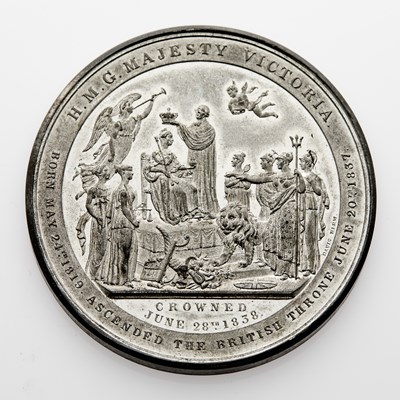 Lot 84 - Great Britain. 1838 Map of the British Isles Victoria Coronation Medal. White Metal. 64mm. 79.42g. Uncirculated.