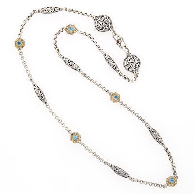 Lot 1295 - Konstantino Silver, Gold, Topaz and Tourmaline Necklace
