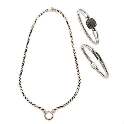 Lot 1302 - David Yurman Group of Silver, Black Diamond and Diamond Jewelry
