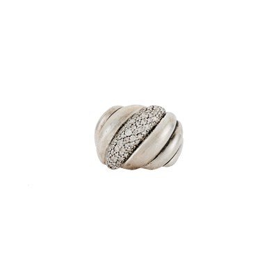 Lot 1301 - David Yurman Silver and Diamond 'Hampton Cable' Ring