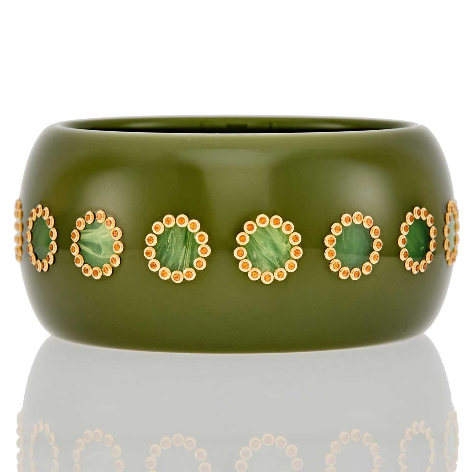 Lot 1251 - Mark Davis Gold, Bakelite and Citrine Bangle Bracelet