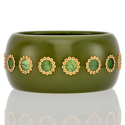 Lot 1251 - Mark Davis Gold, Bakelite and Citrine Bangle Bracelet