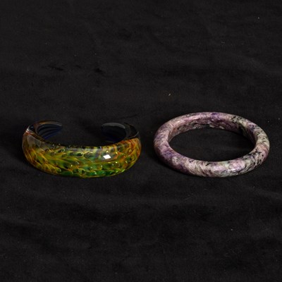 Lot 176 - Charoite Bangle Bracelet and Glass Bangle Bracelet