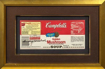 Lot 397 - Campbell's Golden Mushroom signed by Andy Warhol
