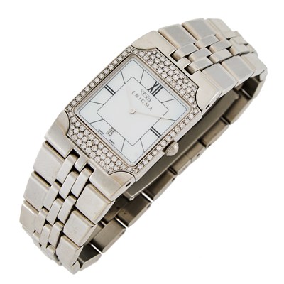 Lot 165 - Enigma by Gianni Bulgari Stainless Steel, Mother-of-Pearl and Diamond 'Spyder III' Wristwatch