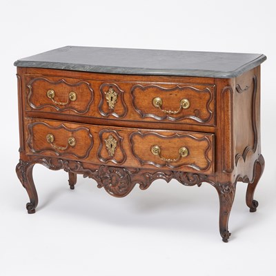 Lot 83 - Provincial Louis XV Marble Top Walnut Commode