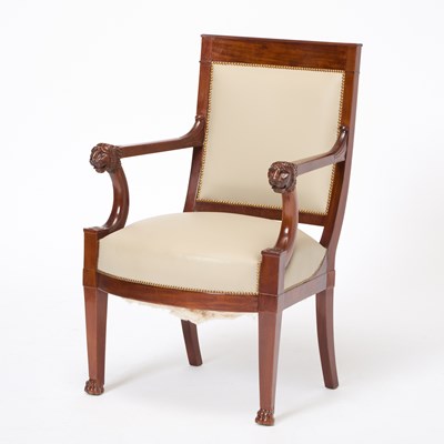 Lot 89 - French Empire Style Upholstered Mahogany Armchair